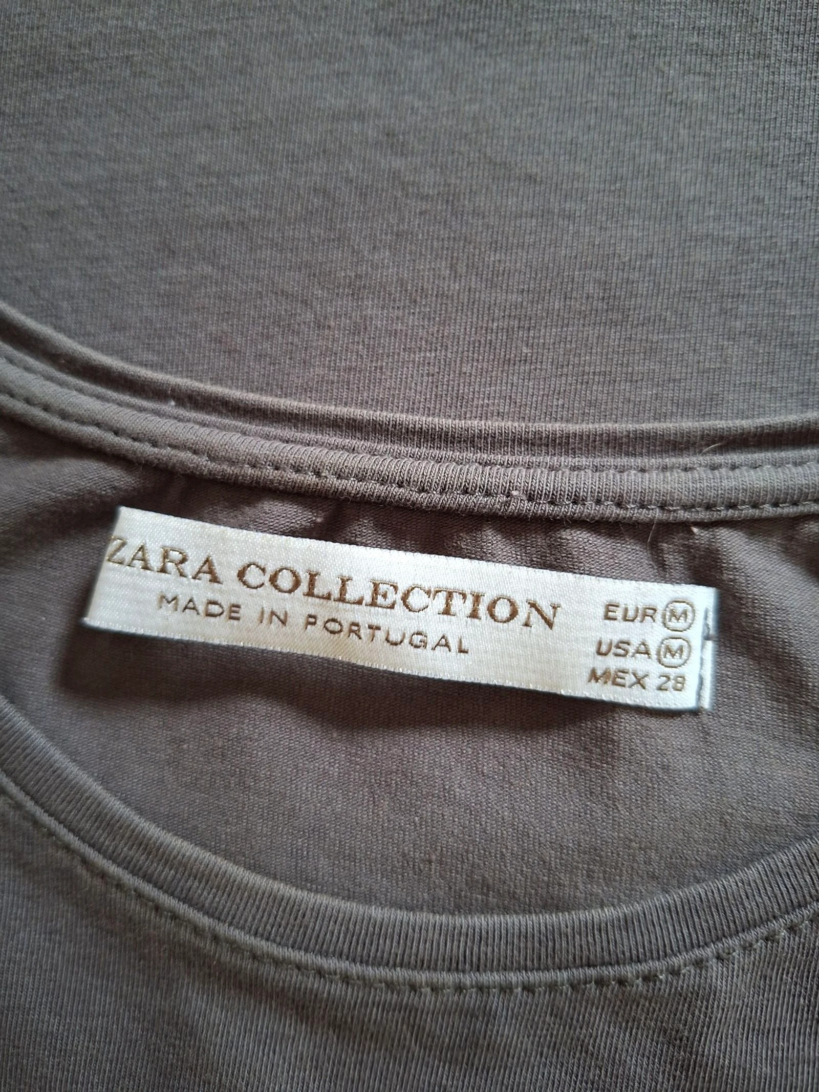 Zara Collection anthracite gray T-shirt M logo letters rhinestones short sleeves women – photo 5